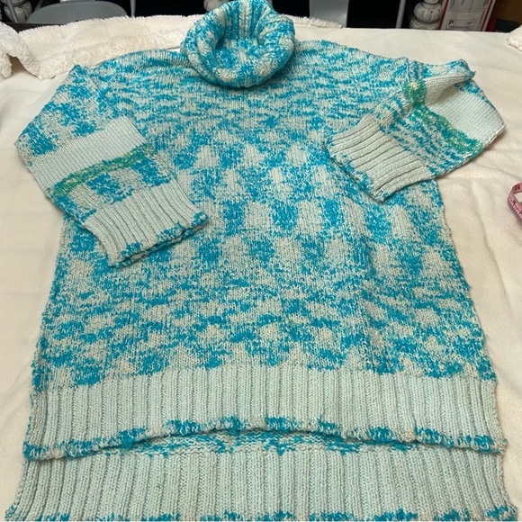 Free People winter storm tunic sweater dress ice castle Turquoise 2461 - Picture 5 of 13